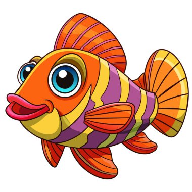 Ballan Wrasse balığı vektör kawaii 'de oturur. Yapay zeka görüntü oluşturdu. Clipart çizgi film deisgn simgesi