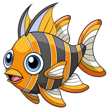 Banggai Cardinalfish, Kawaii vektörüne benziyor. Yapay zeka görüntü oluşturdu. Clipart çizgi film deisgn simgesi