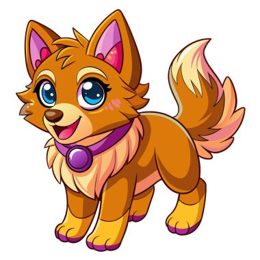 Belçika çoban köpeği vektör kawaii 'yi gezdiriyor. Yapay zeka görüntü oluşturdu. Clipart çizgi film deisgn simgesi