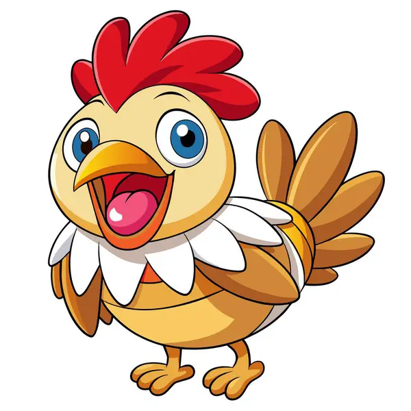 Bantam Chicken, Kawaii vektörüne güler. Yapay zeka görüntü oluşturdu. Clipart çizgi film deisgn simgesi