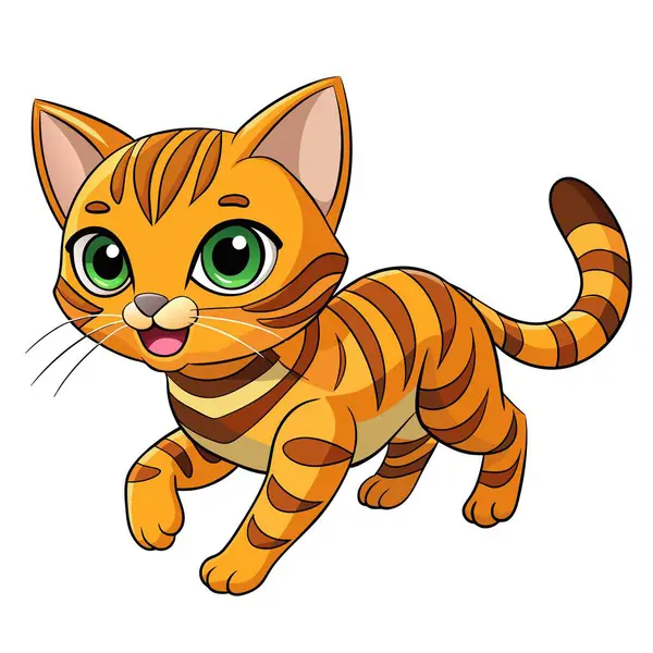 stock vector Bengal Cat runs vector kawaii. AI generated image. Clipart cartoon deisgn icon