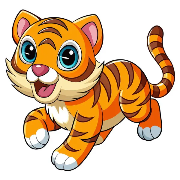 stock vector Bengal Tiger jumps vector kawaii. AI generated image. Clipart cartoon deisgn icon