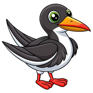 Black Skimmer balığı ağlar vektör kawaii. Yapay zeka görüntü oluşturdu. Clipart çizgi film deisgn simgesi