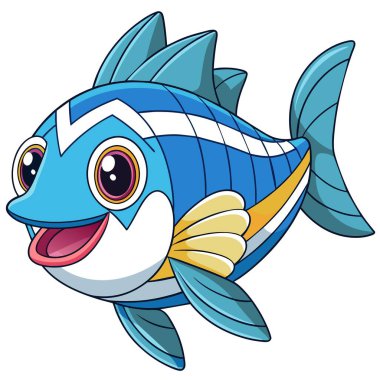 Bonito Fish vektör kawaii olarak kalacak. Yapay zeka görüntü oluşturdu. Clipart çizgi film deisgn simgesi