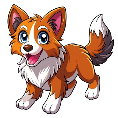 Border Collie Dog vektör kawaii 'yi yürütür. Yapay zeka görüntü oluşturdu. Clipart çizgi film deisgn simgesi