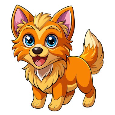 Borkie dog vektör kawaii oynuyor. Yapay zeka görüntü oluşturdu. Clipart çizgi film deisgn simgesi