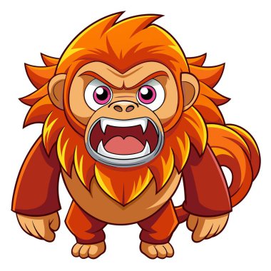 Bornean Orangutan maymun kızgın vektörü Kawaii. Yapay zeka görüntü oluşturdu. Clipart çizgi film deisgn simgesi