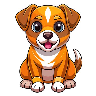 Boxador dog vektör kawaii 'de oturuyor. Yapay zeka görüntü oluşturdu. Clipart çizgi film deisgn simgesi