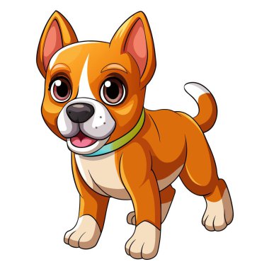 Boxer Dog vektör kawaii 'de yürüyor. Yapay zeka görüntü oluşturdu. Clipart çizgi film deisgn simgesi