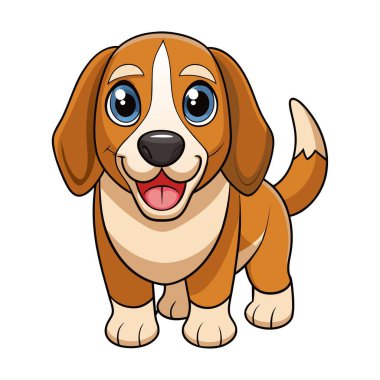 Bracco Italiano köpeği gülümseme vektörü Kawaii. Yapay zeka görüntü oluşturdu. Clipart çizgi film deisgn simgesi