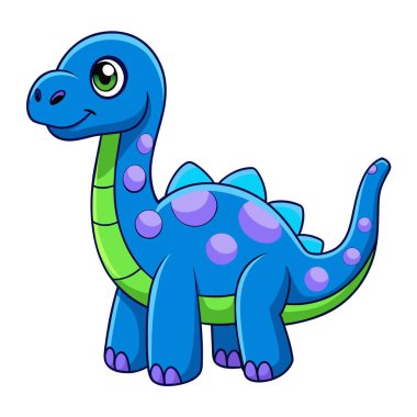 Brachiosaurus dinozoru Kawaii vektörüne gidiyor. Yapay zeka görüntü oluşturdu. Clipart çizgi film deisgn simgesi