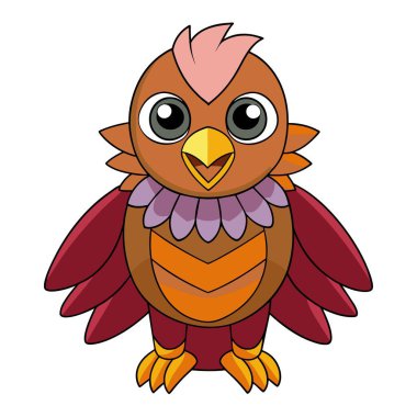 Brahminy Kite kuşu vektör kawaii 'de oturuyor. Yapay zeka görüntü oluşturdu. Clipart çizgi film deisgn simgesi