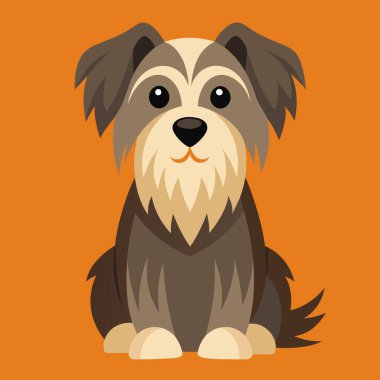 Briard dog vektör kawaii 'de oturuyor. Yapay zeka görüntü oluşturdu. Clipart çizgi film deisgn simgesi