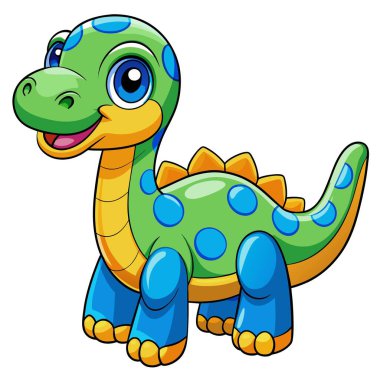 Brontosaurus dinozoru, vektör kawaii. Yapay zeka görüntü oluşturdu. Clipart çizgi film deisgn simgesi