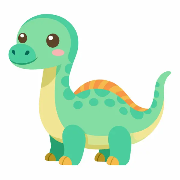 stock vector Brontosaurus dinosaur speaks vector kawaii. AI generated image. Clipart cartoon deisgn icon