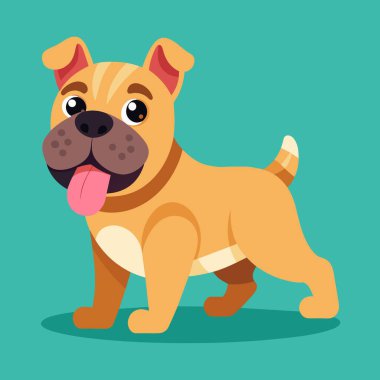 Bullmastiff köpeği vektör kawaii 'yi oynuyor. Yapay zeka görüntü oluşturdu. Clipart çizgi film deisgn simgesi