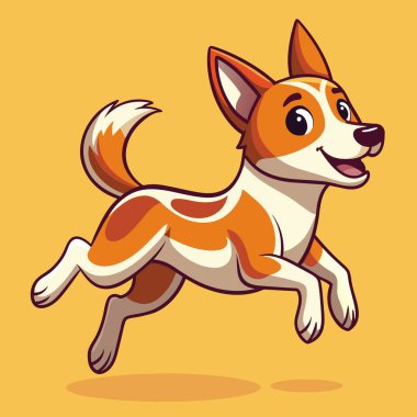 Canaan Dog, Kawaii vektörüne atladı. Yapay zeka görüntü oluşturdu. Clipart çizgi film deisgn simgesi