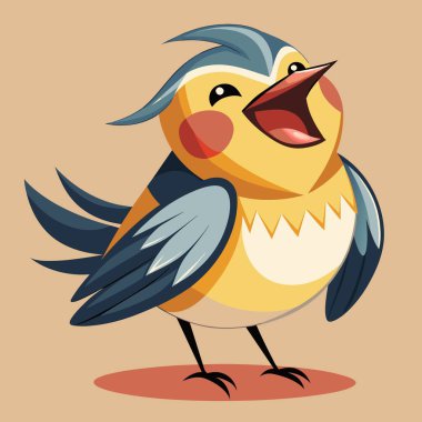 Kanada Warbler kuşu vektör kawaii 'ye gülüyor. Yapay zeka görüntü oluşturdu. Clipart çizgi film deisgn simgesi