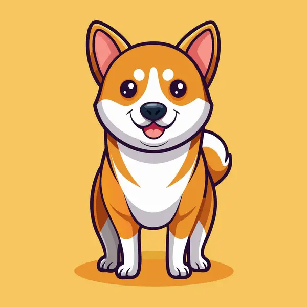 stock vector Canaan Dog stands vector kawaii. AI generated image. Clipart cartoon deisgn icon