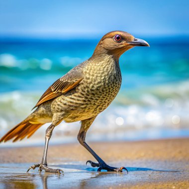 Bowerbird denizi yönetiyor. Yapay zeka fotoğraf üretti. 4K Portre Öngörünüm 8K. HD Resim Arkaplanı