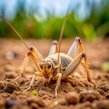 Deve çekirgesi çiftliği dinleniyor. Yapay zeka fotoğraf üretti. 4K Portre Öngörünüm 8K. HD Resim Arkaplanı