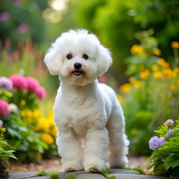 Bichon Frise Köpek Bahçesi. Yapay zeka fotoğraf üretti. 4K Portre Öngörünüm 8K. HD Resim Arkaplanı