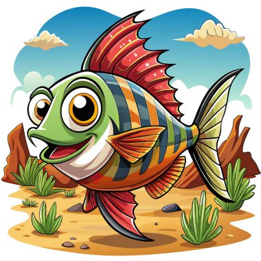 Cardinalfish fish isolated smiles desert vector. AI generated image. Clipart cartoon deisgn icon clipart