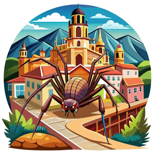 stock vector Chilean Recluse Spider kind rests city vector. AI generated image. Clipart cartoon deisgn icon