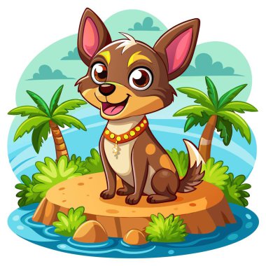 Chiweenie dog okul vektörünü yürütür. Yapay zeka görüntü oluşturdu. Clipart çizgi film deisgn simgesi