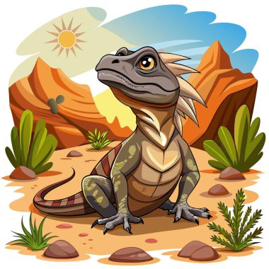 Chuckwalla iguana gülümseme odası vektörünü paniklemişti. Yapay zeka görüntü oluşturdu. Clipart çizgi film deisgn simgesi