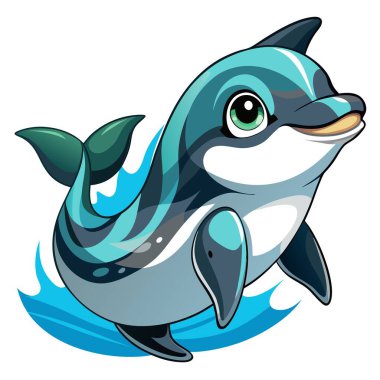 Commerson Dolphin enfes okul vektörü gibi görünüyor. Yapay zeka görüntü oluşturdu. Clipart çizgi film deisgn simgesi