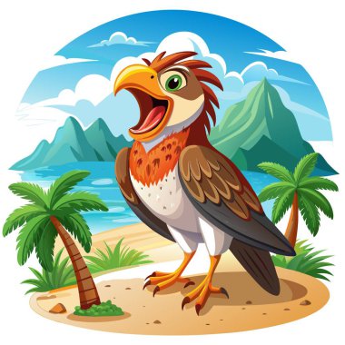 Coopers Hawk 'ın kafası kumsal vektörüyle meşgul. Yapay zeka görüntü oluşturdu. Clipart çizgi film deisgn simgesi