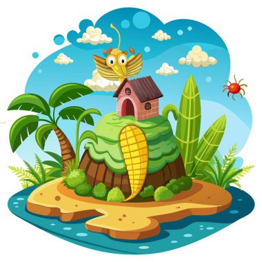 Corn Earworm worm harsh goes island vector. AI generated image. Clipart cartoon deisgn icon clipart