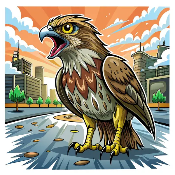 stock vector Coopers Hawk bird powerful cries street vector. AI generated image. Clipart cartoon deisgn icon