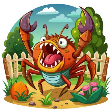 Decorator Crab repulsive screams garden vector. AI generated image. Clipart cartoon deisgn icon clipart