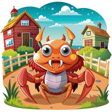 Decorator Crab sad sits farm vector. AI generated image. Clipart cartoon deisgn icon clipart