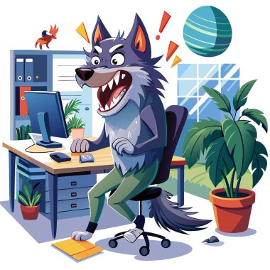 Dire Wolf hostile angry jungle vector. AI generated image. Clipart cartoon deisgn icon clipart