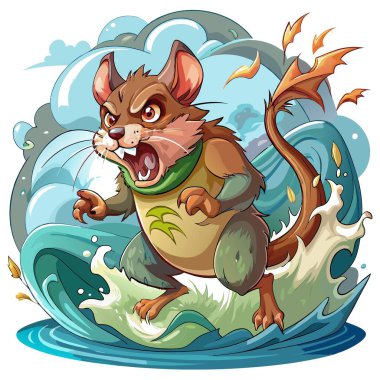 Dormouse mouse active angry ocean vector. AI generated image. Clipart cartoon deisgn icon clipart