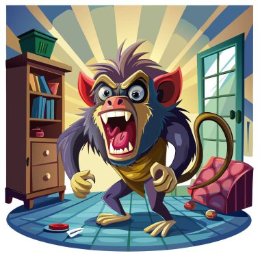 Douc Monkey oda vektörünü kandırdı. Yapay zeka görüntü oluşturdu. Clipart çizgi film deisgn simgesi