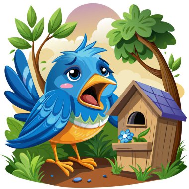 Doğu Bluebird vahşi bekçi kuşu. Yapay zeka görüntü oluşturdu. Clipart çizgi film deisgn simgesi