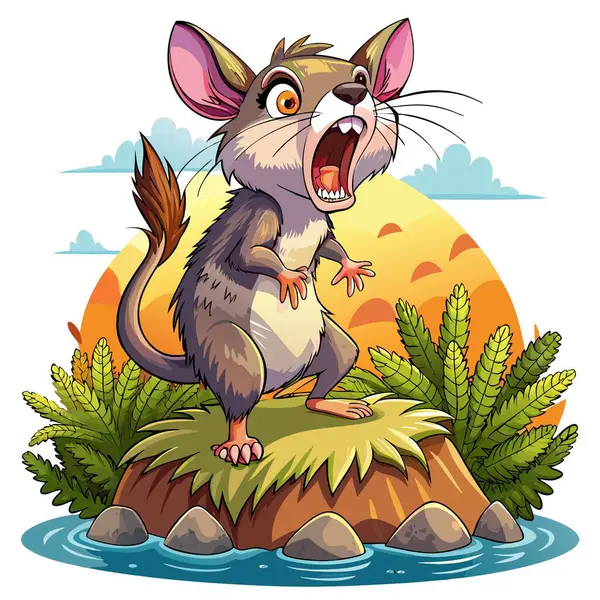 stock vector Dunnart rodent sympathetic screams island vector. AI generated image. Clipart cartoon deisgn icon