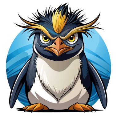 Erect-Crested Penguin unhappy goes bank vector. AI generated image. Clipart cartoon deisgn icon clipart
