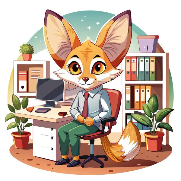 Fennec Fox 'un küçümsenmesi ofis vektörüdür. Yapay zeka görüntü oluşturdu. Clipart çizgi film deisgn simgesi