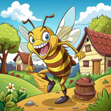 Furrow Bee disgraced laughs village vector. AI generated image. Clipart cartoon deisgn icon clipart