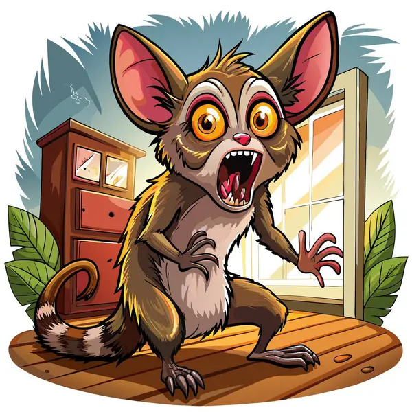 stock vector Galago monkey helpless screams room vector. AI generated image. Clipart cartoon deisgn icon