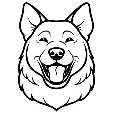 Orta Asya çoban köpeği ikon vektörüne güler. Yapay zeka görüntü oluşturdu. Clipart çizgi film deisgn simgesi