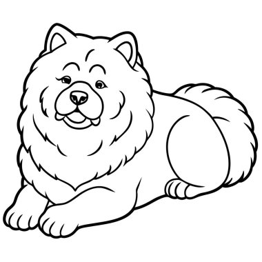 Chow Chow köpeği ikon vektörü yalan söyler. Yapay zeka görüntü oluşturdu. Clipart çizgi film deisgn simgesi