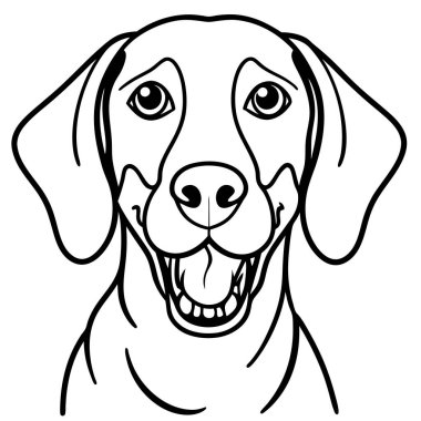 Coonhound Dog ikon vektörüne gülümsüyor. Yapay zeka görüntü oluşturdu. Clipart çizgi film deisgn simgesi