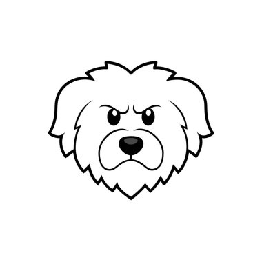 Coton De Tulear köpek kızgın ikon vektörü. Yapay zeka görüntü oluşturdu. Clipart çizgi film deisgn simgesi