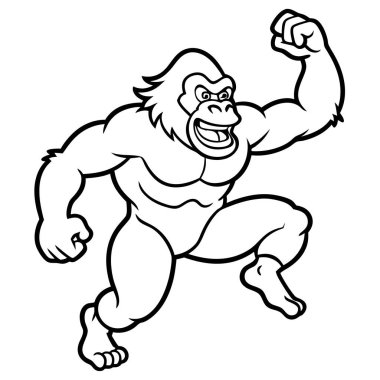 Cross River Gorili ikon vektörünü yere serdi. Yapay zeka görüntü oluşturdu. Clipart çizgi film deisgn simgesi